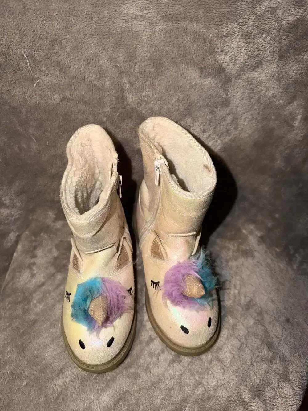 Cat & Jack Toddler Girls Hillary Natural White Glitter Unicorn Fashion Boots